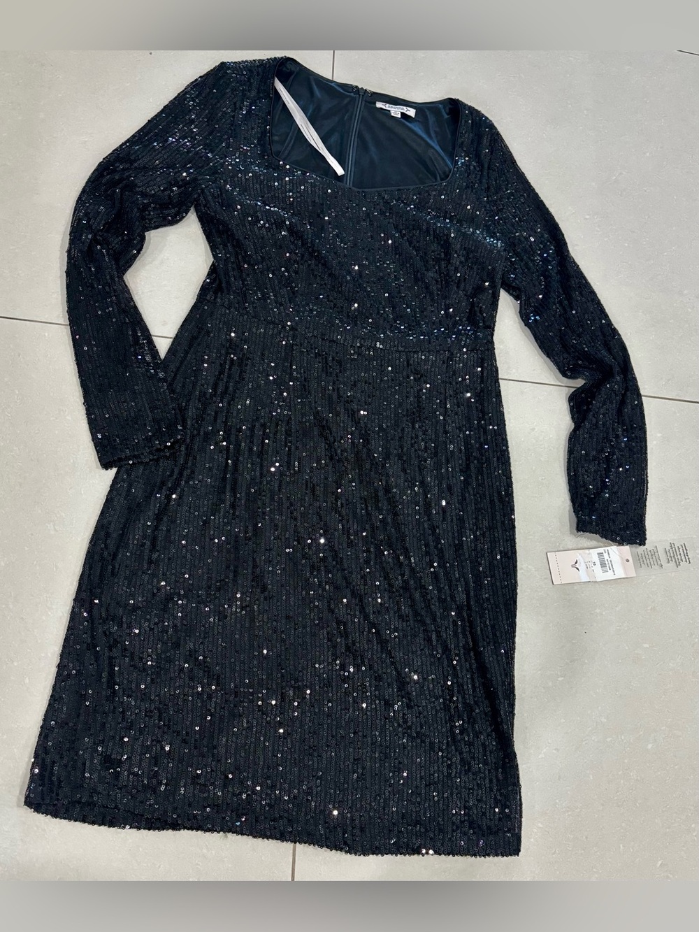 Nanette Lepore Black Sequin Long-Sleeve Dress